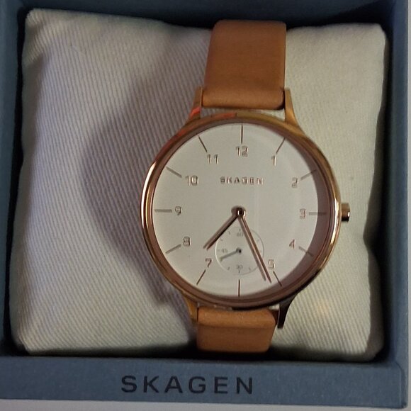 Skagen Women’s Anita Watch SKW2405 | Rose Gold-Tone & Brown Leather main image 4